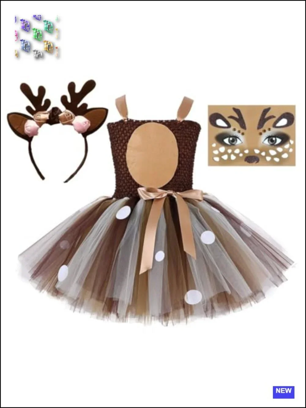 Kids Halloween Reindeer Tutu Costume Dress with Headband